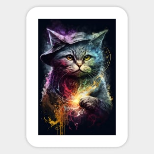 Cat Wizard Portrait Painting Sticker